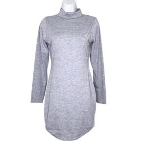 Missguided Gray Mock Turtleneck Curve Hem Knit Dress